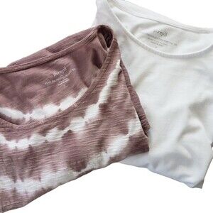 NFS JJill Purple Relaxed Short Sleeve and White Prima Strech Cotton Shirt